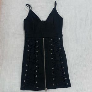 Size medium never worn seek the lable black suede zip up going out mini dress